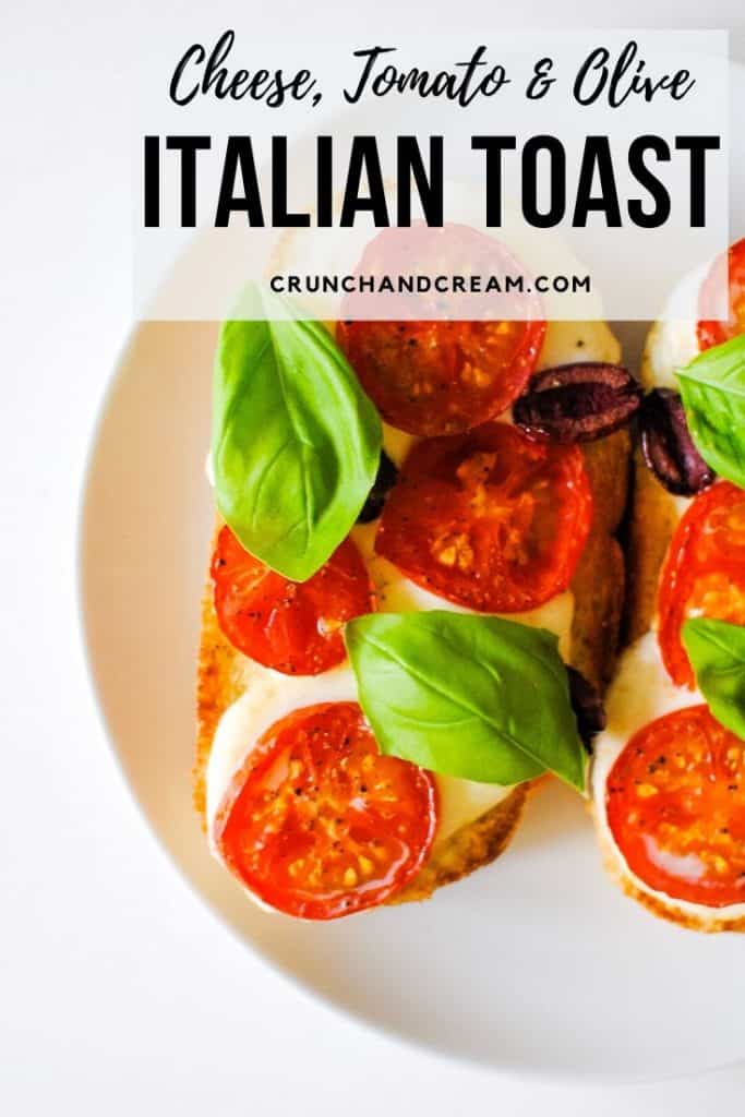This easy Italian toast with tomatoes and basil is a perfect quick and easy lunch for one. It takes only 10 minutes and 5 ingredients to put together - perfect for weekends or even as a light weeknight dinner!