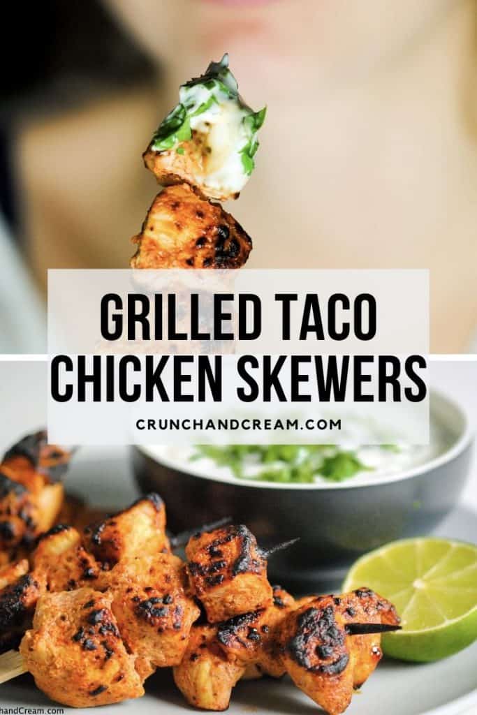 These grilled taco chicken skewers are spicy, tender and juicy - get perfectly cooked chicken every time with this little marinade hack! Plus, taco spice chicken is cheap and easy to make - only a handful of common ingredients required!