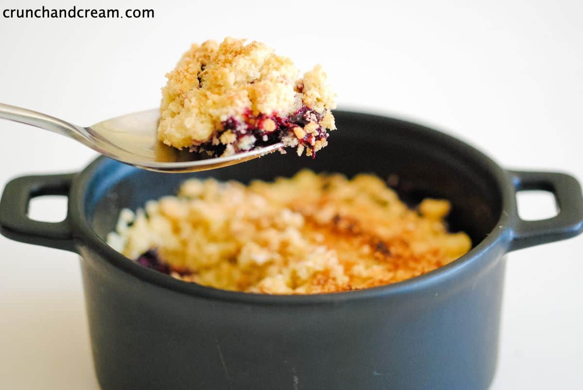 Microwave Blackberry Crumble (vegan mug cake)